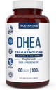 DHEA 100mg Suplemento con Pregnenolone 60mg -Apoyos Equilibrio hormonal, Lean Muscle Mass, Energy, Mood, Sleep y Envejecimiento saludable en hombres y mujeres- cápsulas vegetales