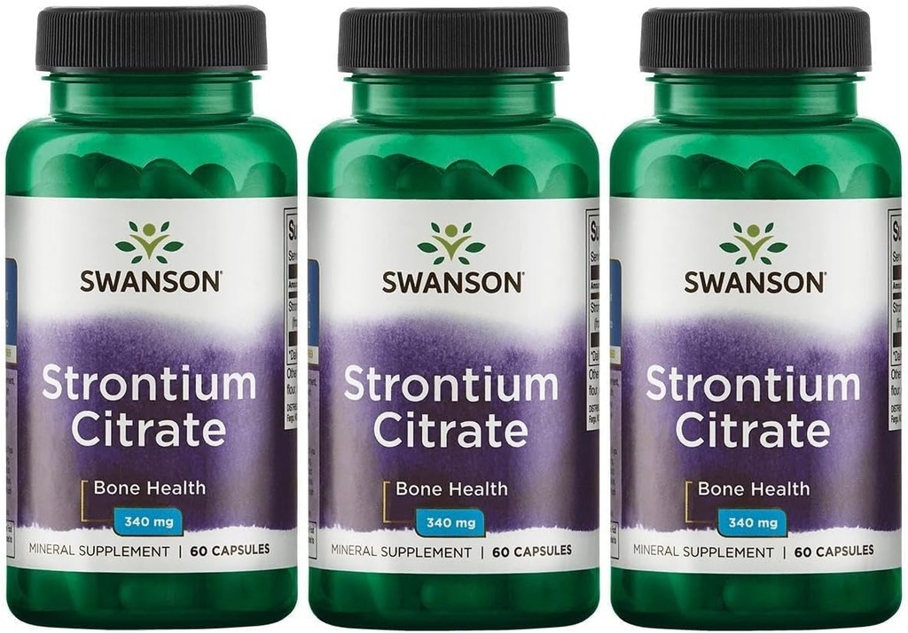 Citrato de estroncio Swanson 340 mg 60 cápsulas (3 Pack)