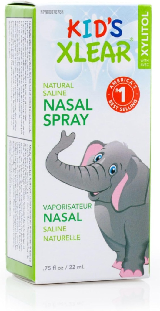 Xlear Natural Xylitol Saline Nasal Spray para niños - Divulgación diaria, humectante nasal, 0,75 fl oz (Pack of 1)