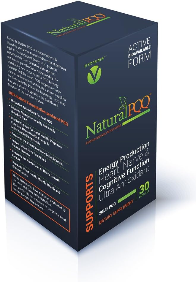 NaturalPQQ - Energía celular para el estilo de vida activo - 20mg PQQ, Mitocondrial Biogenesis
