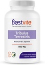 BESTVITE Tribulus Terres 850mg por cápsula (240 cápsulas vegetarianas) - Extracto estandarizado - Min 45% Saponinas - No Stearates - Sin Dióxido de Silicio - No Fillers - Vegan - No GMO - Gluten Free