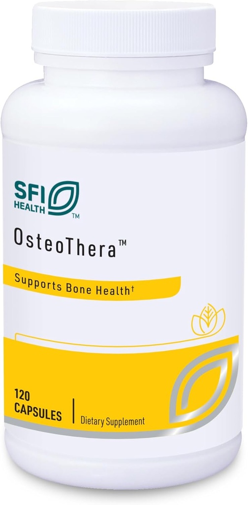 Klaire Labs SFI Health Osteothera Capsules - Hypoallergenic &amp; Multifactorial Bone Support Formula with Calcium, Vitamin K, D3, Magnesium &amp; Boron (120 cápsulas)