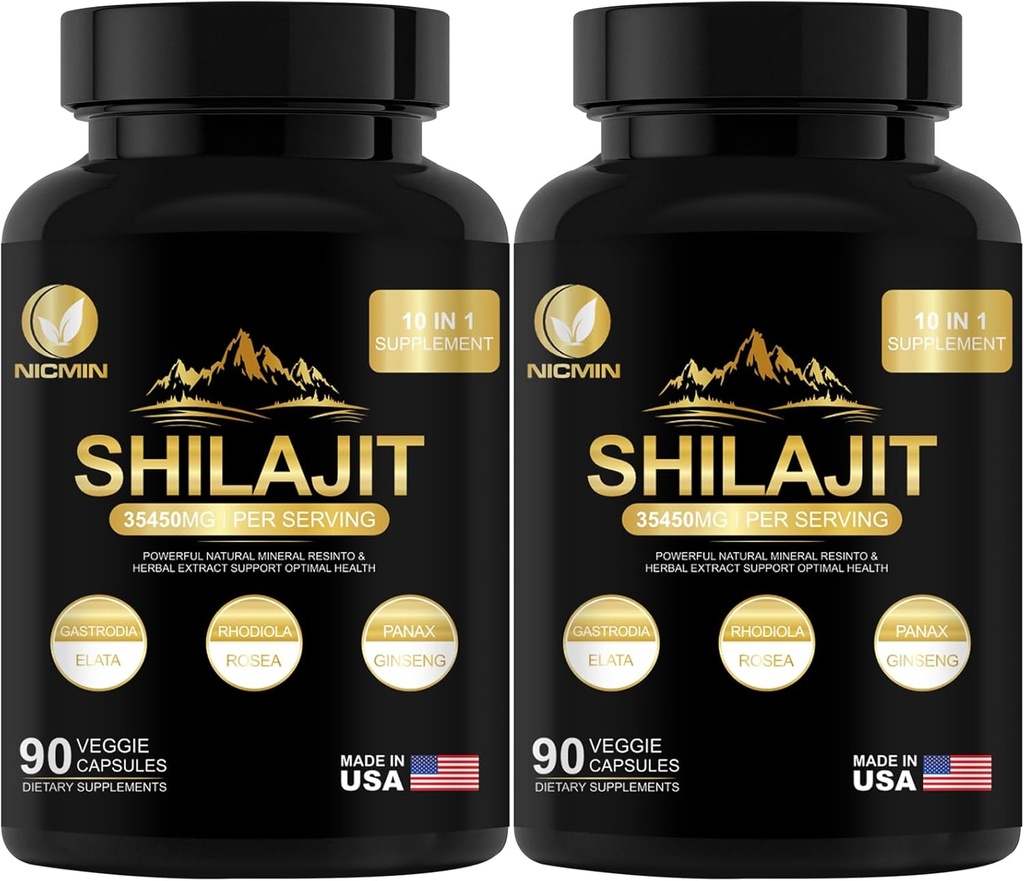 35450MG puro Shilajit Suplemento - Himalayan Organic Shilajit for Men &amp; Women Maximum Potency Shilajit for Enhanced Energy and Immune Support 180 Veggie Capsules