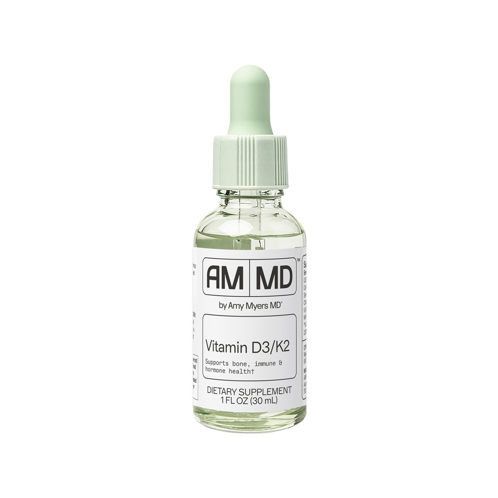 Amy Myers MD Vitamin D3/K2 Liquid - Supports Bone Health, Immune Function & Hormone Balance - High Absorption - Non-Dairy, Gluten-Free - 1 fl oz (30 Servings)