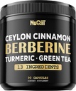 Berberine Supplement. Added Turmeric Curcumin, Green Tea & More - Support Heart Health, Body Management & Immune System - 90 Capsules for 3 Month Supply