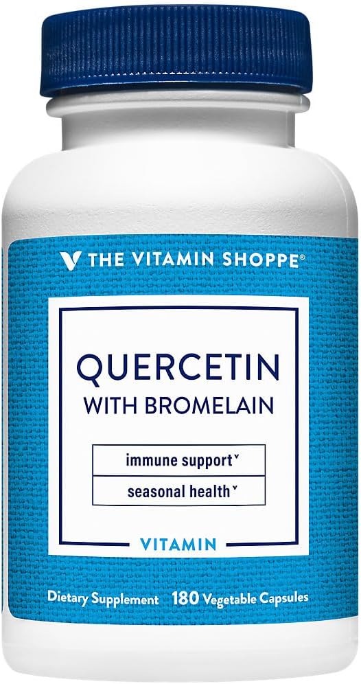La Quercetina de Vitamina Shoppe con Bromelaina, Antioxidante que soporta una inmune saludable para todas las estaciones (180 cápsulas)