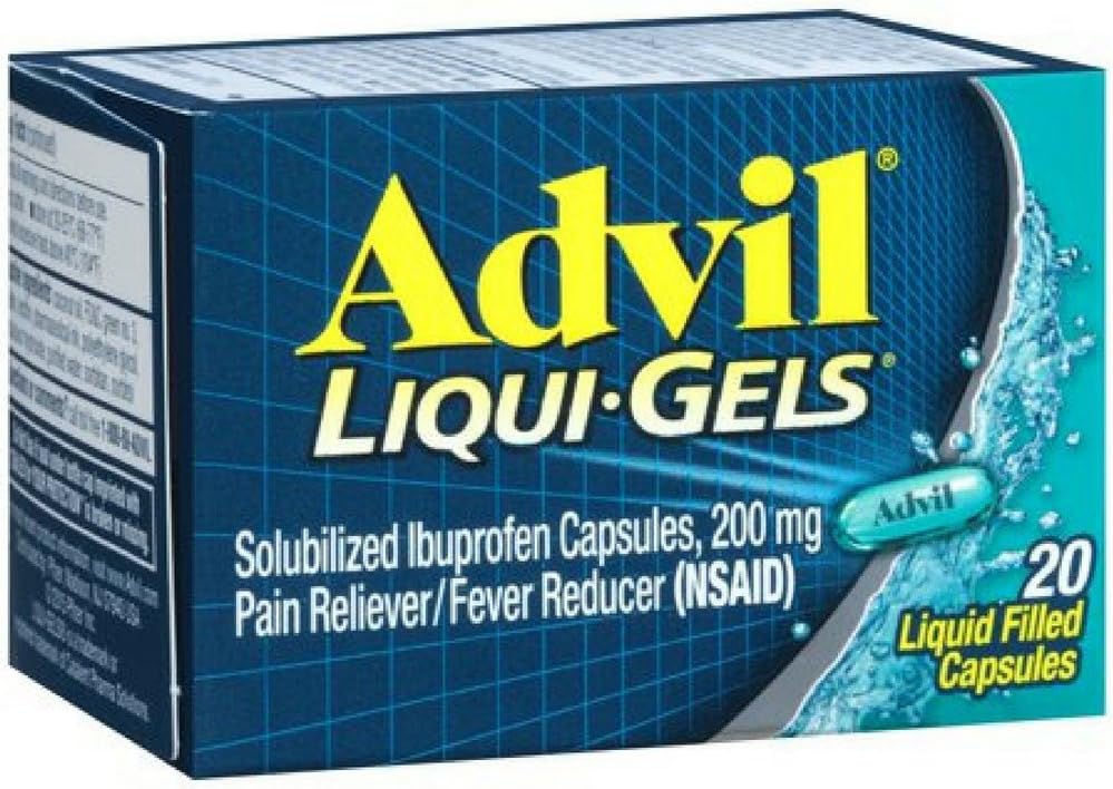 Advil Liqui-Gels 20s Tamaño 20s Advil Ibuprofen Pain Relief Liquid Filled Capsules 20ct
