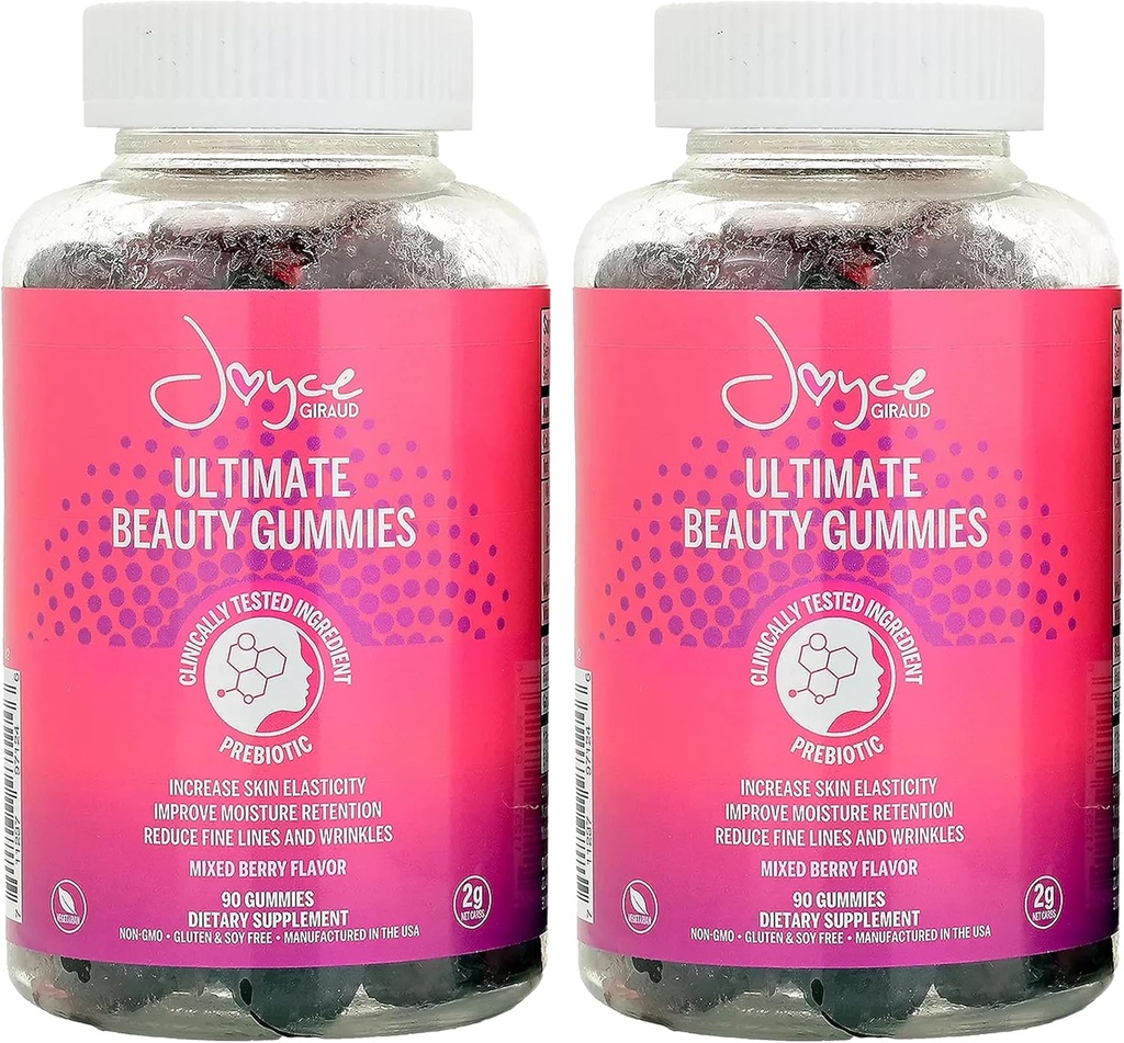 Joyce Giraud Ultimate Beauty Gummies, 60-Day Supply, soporta la hidratación de la piel " Healthy Skin Tone, 180 Gummies