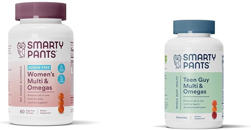SmartyPants Gummies multivitamina de mujeres, azúcar gratis: biotina, methylfolate, Omega 3 (ALA), vitamina D &amp; adolescente Guy multivitaminas: Omega 3 aceite de pescado (EPA/DHA), vitamina D3, C, vitamina B12, B6