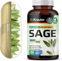BIO KRAUTER Sage Supplement Capsules 1000 mg - 250 Vegan Caps - Suplemento con Salvia Officinalis - Immune &amp; Digestive Support - Rich in Antioxidants
