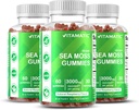 Vitamatic 3 Pack Irish Sea Moss Gummies- 3000mg Equivalent Por Serving (de Extracto 132.5 mg) - 60 Ct - Hecho con Fledderwrack & Burdock Root - Seamoss Suplemento para Tiroides, Energía, Immune Support