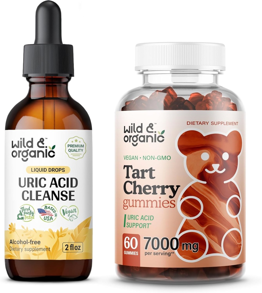 Wild " Organic Uric Acid Cleanse Tincture 2 fl oz " Tart Cherry Gummies