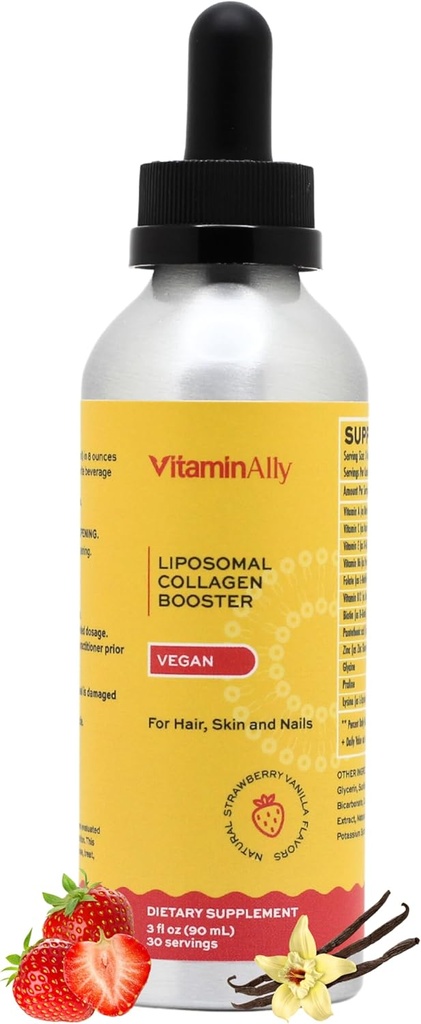 Vegan Liposomal Liquid Collagen Booster Drops ← Apoyos Saludable Pelo, Esquí y uñas ← Vegan ← No-GMO Silencio Sugar Gratis ← Gluten Free ← Fácil de usar