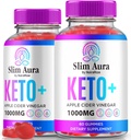(2 Pack) Slim Aura Keto ACV Gummies, Oficial Slim Aura Keto Gummies for Weight Loss, Natural Keto Plus Apple Cider Vinegar Gummy, Premium Keto+ACV Fórmula, SlimAura ACV Keto Gomitas (120 Gummies)