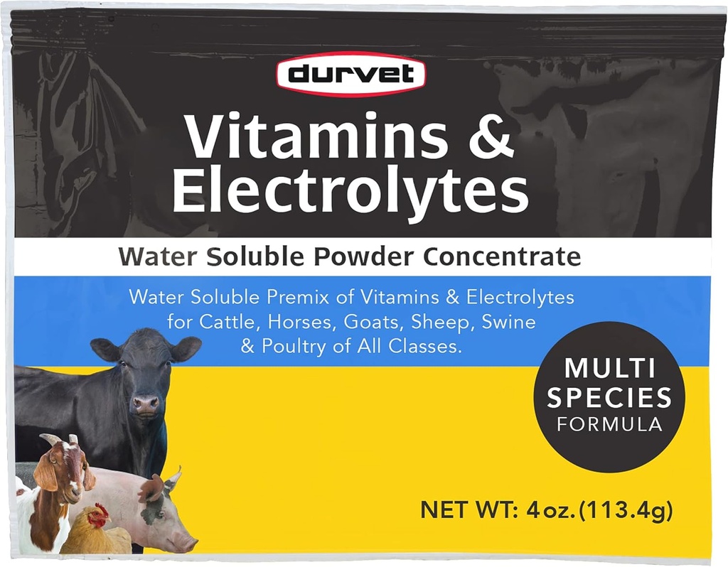 Durvet Vitaminas " Electrolytes Conc, 4 oz (113.4g)