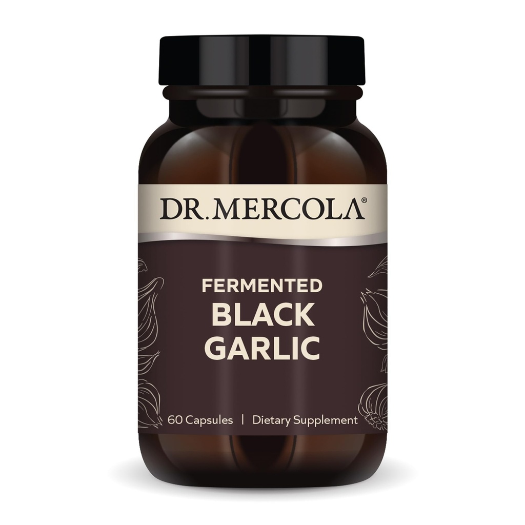 Dr. Mercola Fermented Black Garlic - Antioxidant Supplement - for Immune, Cellular & Heart Health Support - Includes S-Allyl-Cysteine - Non-GMO, Gluten-Free & Soy-Free - 60 Capsules (30 Servings)