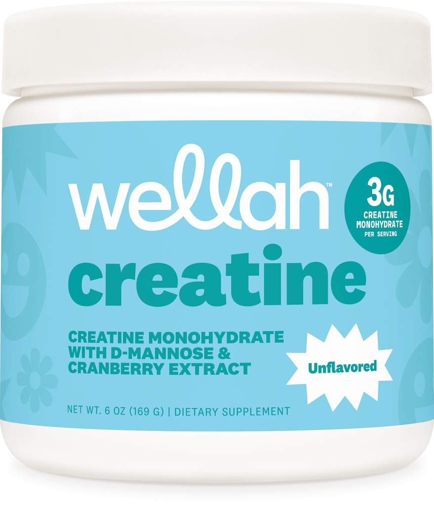 Wellah Creatine for Women (50 Servings, Unflavored) - Cretina Monohydrate con Dandelion &amp; Cranberry Extract