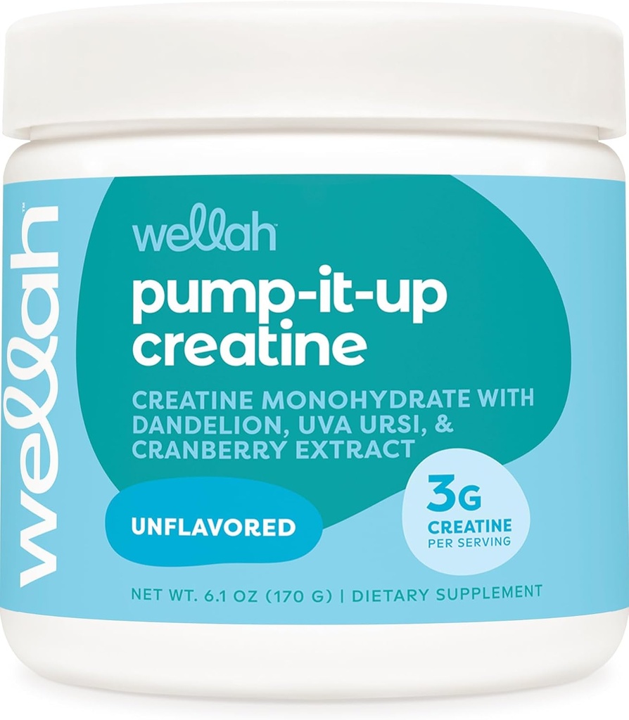 Wellah Creatine for Women (50 Servings, Unflavored) - Cretina Monohydrate con Dandelion &amp; Cranberry Extract
