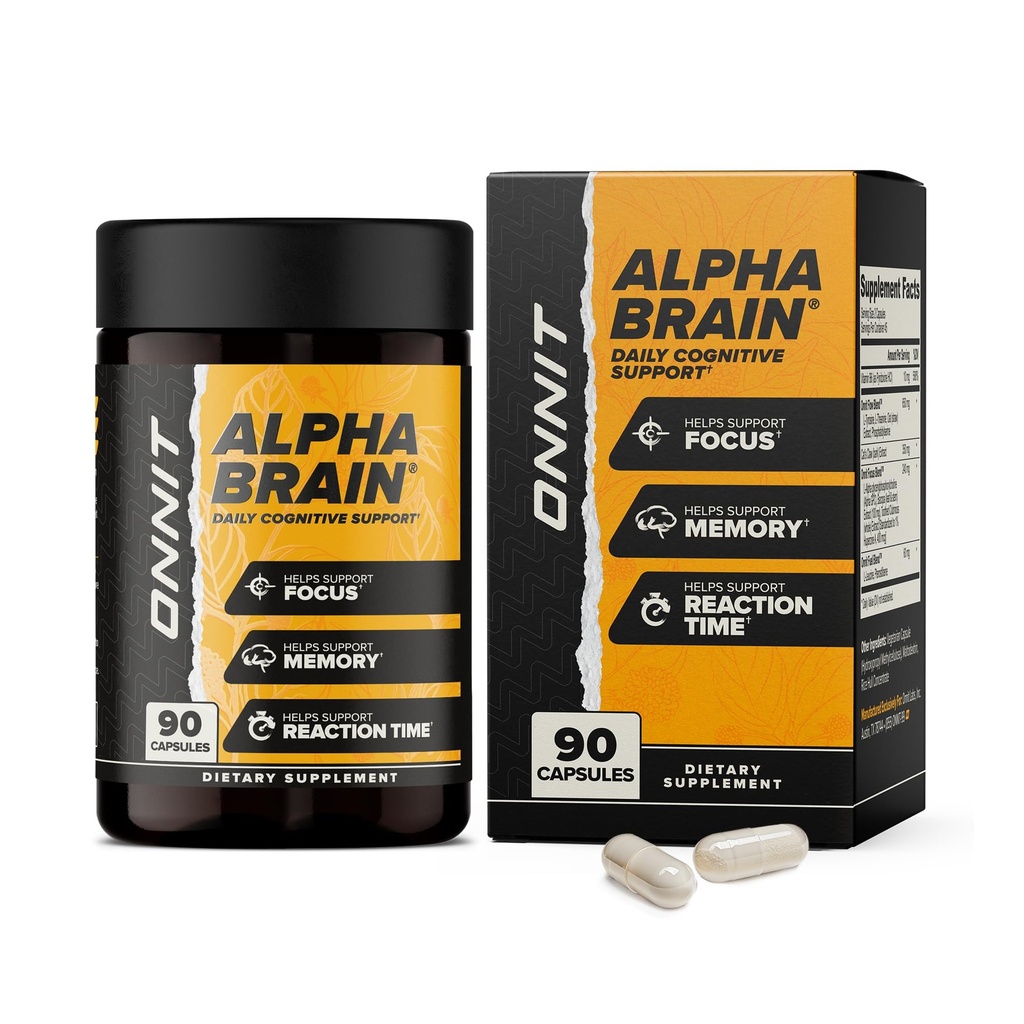 ONNIT Alpha Brain Nootropic Brain Supplement for Focus & Memory, 90 Count