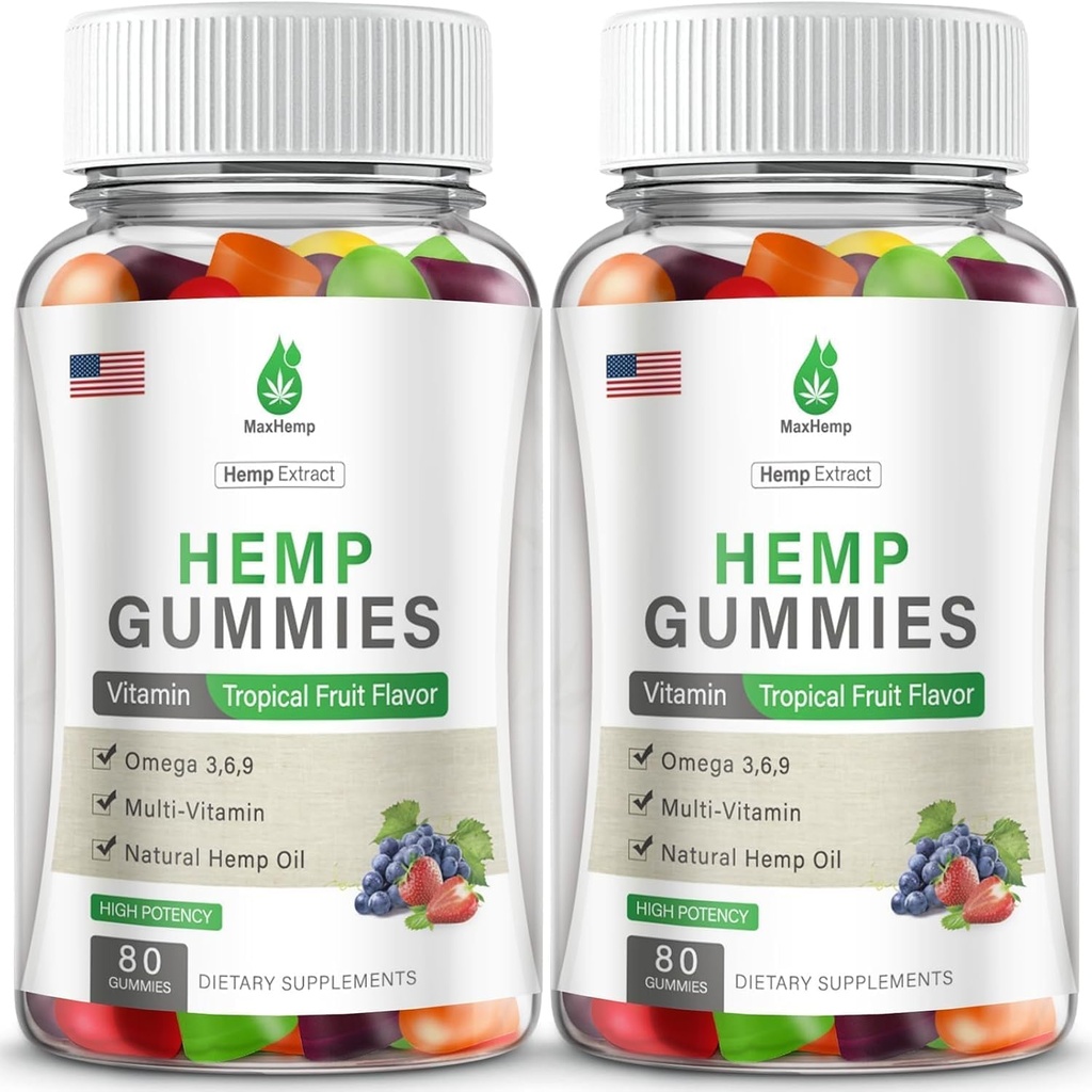 2 Paquetes de cáñamo Gummies Edibles para dolor de sueño calma cáñamo aceite infundido Gummy