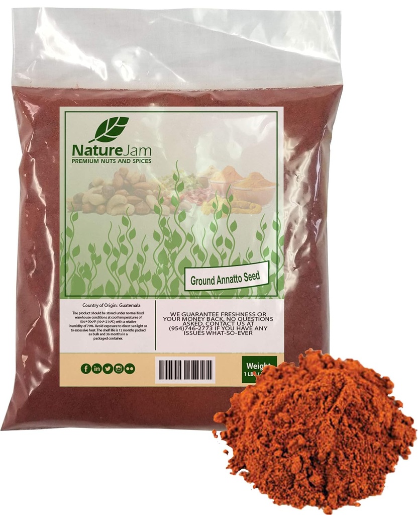 Funda a granel de polvo de planta baja Annatto 1 Libra-La fuente más poderosa de vitamina E Tocotrienols