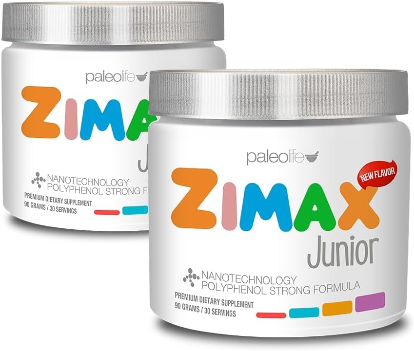 ZIMAX Super Antioxidante Junior para Niños y Adolescentes Entre 4 y 16 años, 100% Natural con Vitamina C, Magnesio, Vitamina D3,Curcumina, Ginger y Minerales