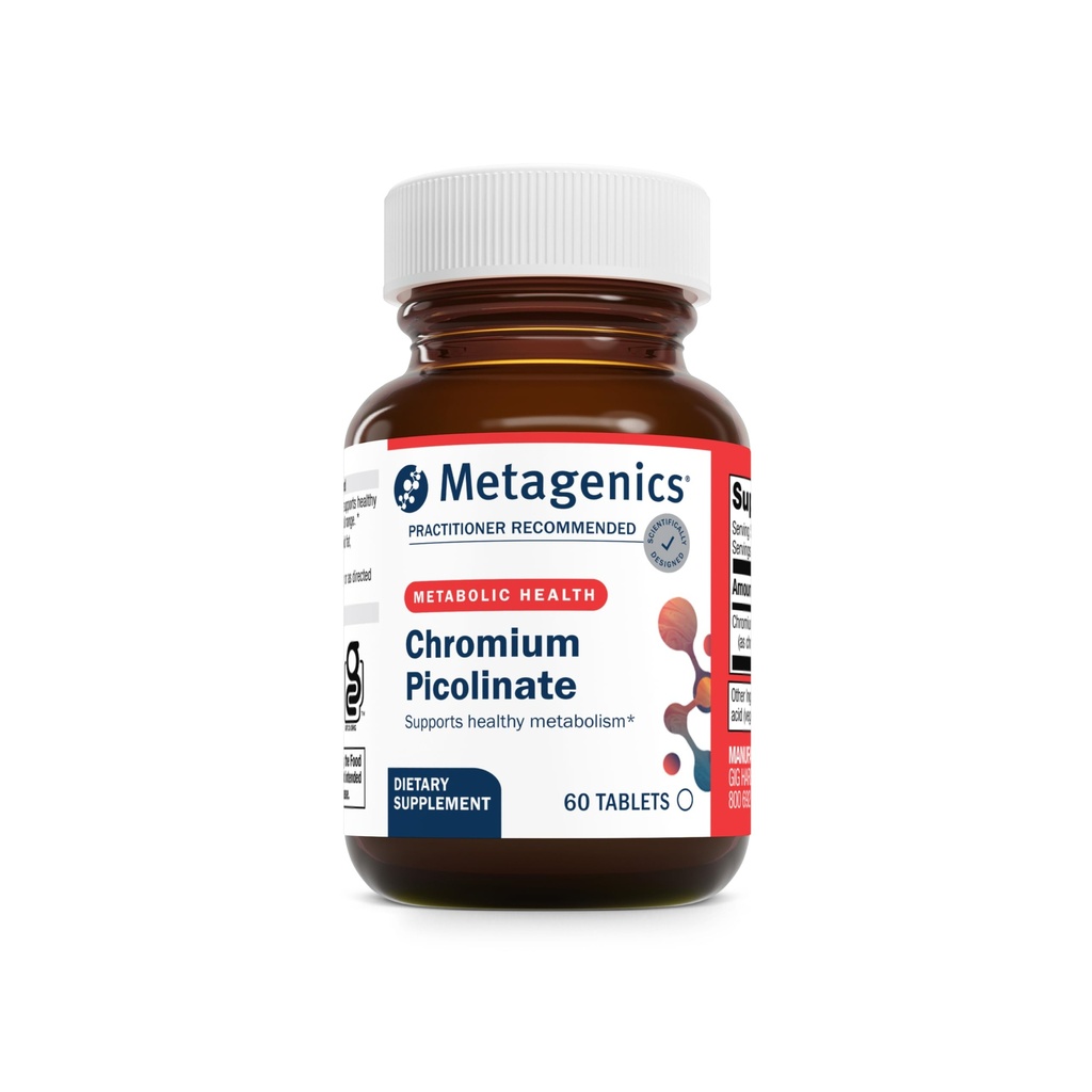 Picolinato de cromo metagénico - Cromo Biodisponible para Metabolismo Soporte* - Esencial Trace Mineral - No GMO - Vegetariano - Libre de gluten - 60 Cuenta