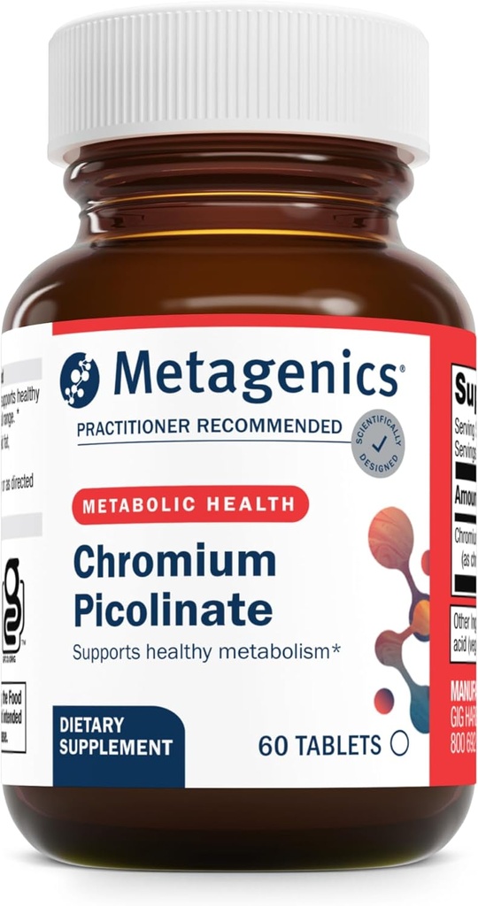 Picolinato de cromo metagénico - Cromo Biodisponible para Metabolismo Soporte* - Esencial Trace Mineral - No GMO - Vegetariano - Libre de gluten - 60 Cuenta
