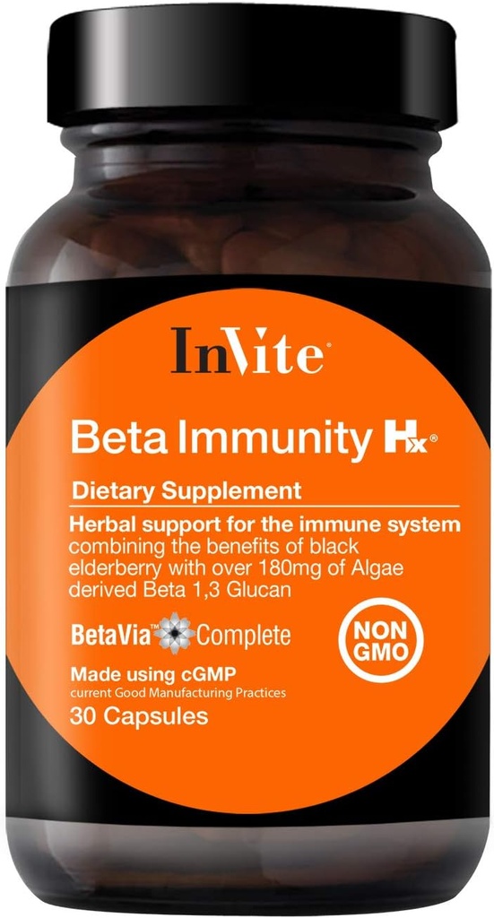 IInVite Health Beta Immunity Hx® - Immune-Boosting Suplemento - con Beta Glucans y Black Elderberry - 30 cápsulas