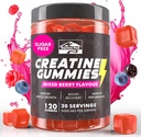 KP Creatine Monohydrate Gummies Mixed Berry for Men &amp; Women, 100% Creatine Mixed Berry Gummies, 5g per Serving + Vegan, Sugar Free, Mixed Berry + Strength, Energy, Muscle & Booty Gain - 120 Count