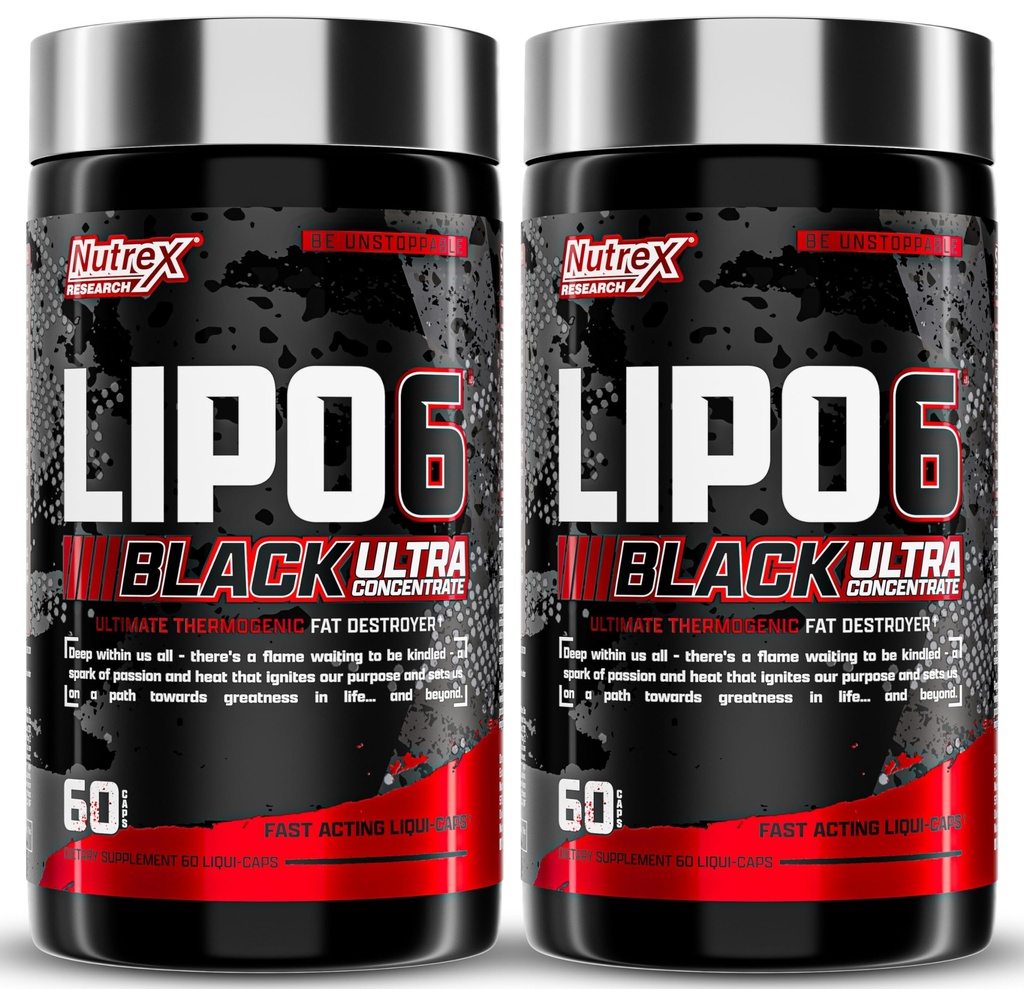 Nutrex Research Lipo-6 Black Ultra Concentrate Thermogenic Fat Burner Suplemento, Aumentar la Pérdida de Peso, Energía & Intenso Focus 120 Diet Pills
