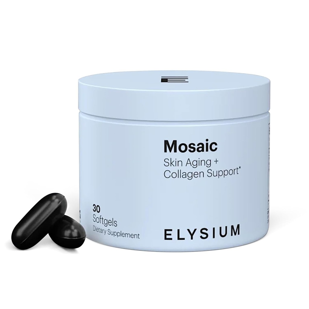 ELYSIUM Mosaic - Suplemento de ácido hialurónico - Comida clínica - Lucha contra el envejecimiento de las líneas finas - Suplemento de colágeno - Suministro de 30 días (Vegan Softgels)