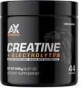 Creatina + Electrolitos 240g tención 100% Pure Creatine Monohydrate Infundido con electrolitos soporte permanente Crecimiento muscular mientras se mantiene hidratado Ø 44 Servimientos