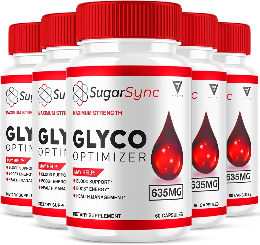 (5 Pack) Sugar Sync SugarSync Glyco Optimizer Capsules, Sugar Sync Maximum Strength Glycogen Optimizer and Blood Support Supplement, SugarSync 635mg Advanced Overall Health Formula (300 Capsules)