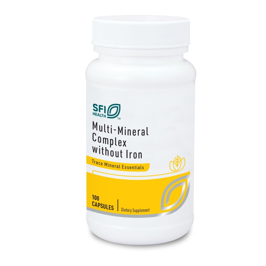 Klaire Labs SFI Health Multi-Mineral Complex Without Iron - Broad Spectrum & Hypoallergenic Essential Trace Mineral Blend with Copper & Zinc, Iron-Free (100 cápsulas)