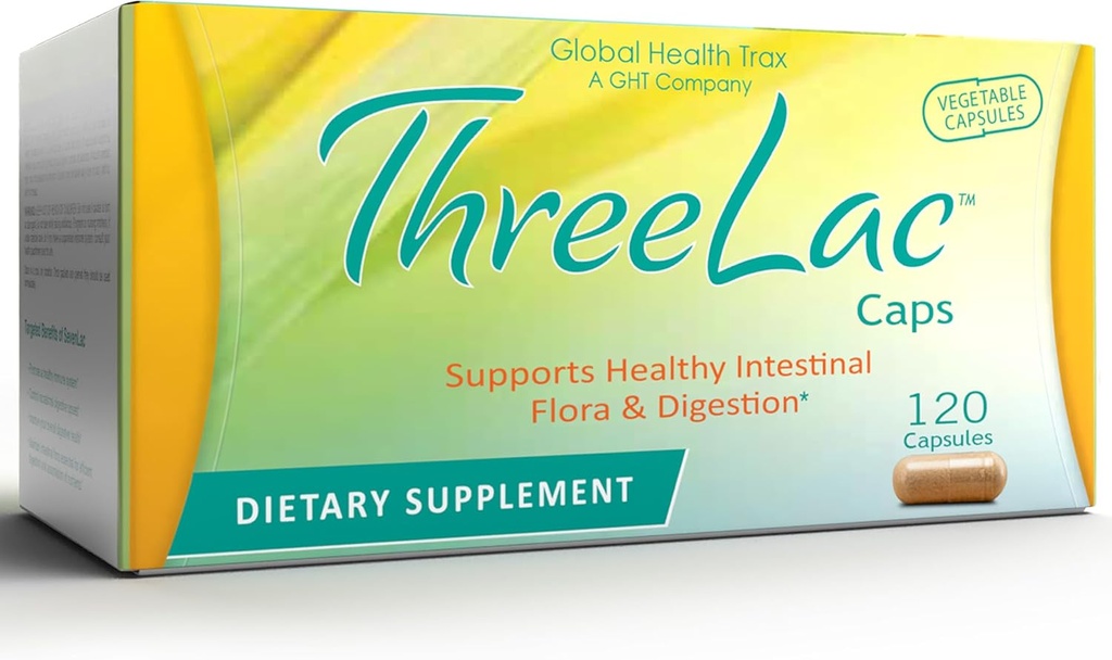 Global Health Trax GHT - ThreeLac Probiotic Capsules, 120 Conde - Comprehensive Digestive Support for Men, Women, and Children - Immune System and Gut Balance, Non-GMO