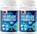 Probióticos para Hombres, 500 millones de millones CFU &amp; 12 hombres Probiótico para Salud Digestiva + 4 fibra orgánica prebiótica, para Digestivo, Gut, Salud Inmune, Bloating, Gas, Energy Support, Estante de Estante - 120 cápsulas