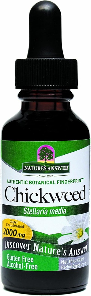 Respuesta de la Naturaleza Chickweed Chickweed Stelleria Media 2000mg 1oz Extracto ← Herbal Supplement ← Promueve la Digestión Silenciosa No GMO, Kosher, Gluten Free, Vegan tención Single Count