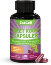 Beet Root Capsules 1000mg Por Serving, soporta la producción de óxido nítrico " Presión de sangre, con extracto de cobre negro, no GMO, Gluten Free, Vegan - 60 Condes