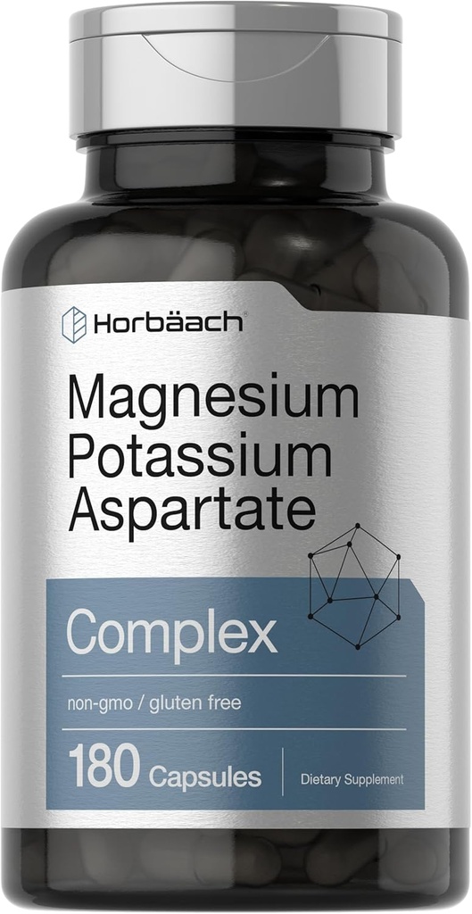 Horbäach Magnesium Potassium Complejo Aspartado Silencio 180 Capsules ← Fórmula Libre No Gluten