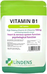 Lindens Vitamin B1 Thiamin 2-Pack 200 Tablets B 1 B-1 Thiamine Natural Quality