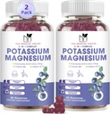 2 Pack Potasio Gummies de Magnesio, Gummies de Potasio Libre de Azúcar con Magnesio Glycinate 500 mg Magnesio Chewable Suplementos de Potasio con Calcio, Zinc, Vitamina para Cánceres de Legislatura