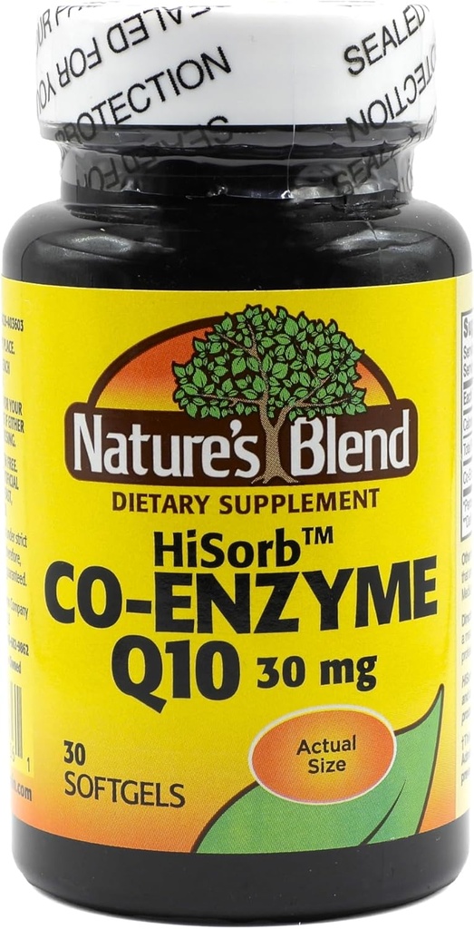 Blend HiSorb CoQ10 30mg, 30 Softgels - Heart Health Support, Crystal Free, Max Bioavailability, Clinically Proven, Sin gluten, Sin Colores Artificiales o Sabores, Suplemento dietético