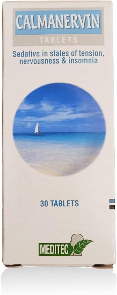 Calmanervin Tablets, Sedante en estados de tensión nerviosa e insomnio - 30 Tabletas