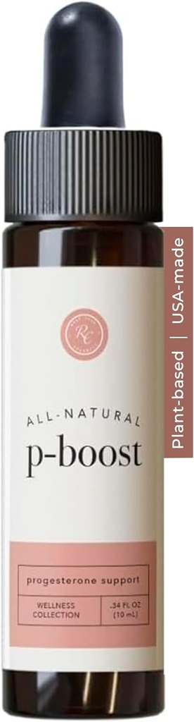 Rowe Casa Organics P-Boost Drops, Bioidentical Progesterone Supplements with Essential Oils, Pre-Seed Fertility Drops & Natural Hormone Balance for Women, .34 Fl Oz