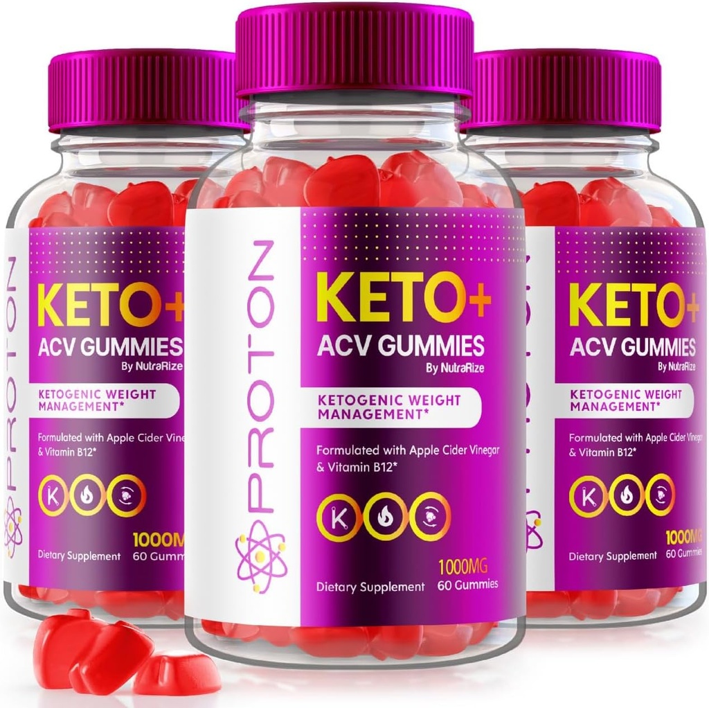 NutraRize (Pack of 3 Proton Keto ACV Gummies Advanced Weight Loss 1000 MG, Maximum Strength Supplement, Gomitas Reviews (180 Gummies)