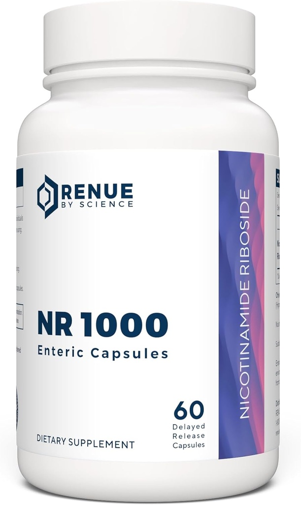RENUE by Science Nicotinamide Riboside TEN High Strength NAD Suplemento TEN 60 Nicotinamide Enteric-Coated Capsules - 1000mg Nicotinamide Riboside per Serving Silencio Manufactured in The USA Third-Party Tested
