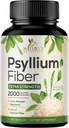 Psyllium Husk Powder Capsules 2000mg, Natural Daily Soluble & Insoluble Fiber Pills, Psyllium Husk Fiber Supplements Support Digestion Colon Health & Regularity, Plant Based Supplement - 180 Capsules