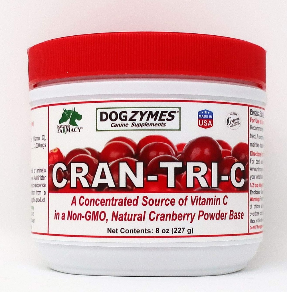 Dogzymes Cran Tri C Urinary Tract Support, Vitamina C Blend, 1418 mg por Teaspoon (8 onza)