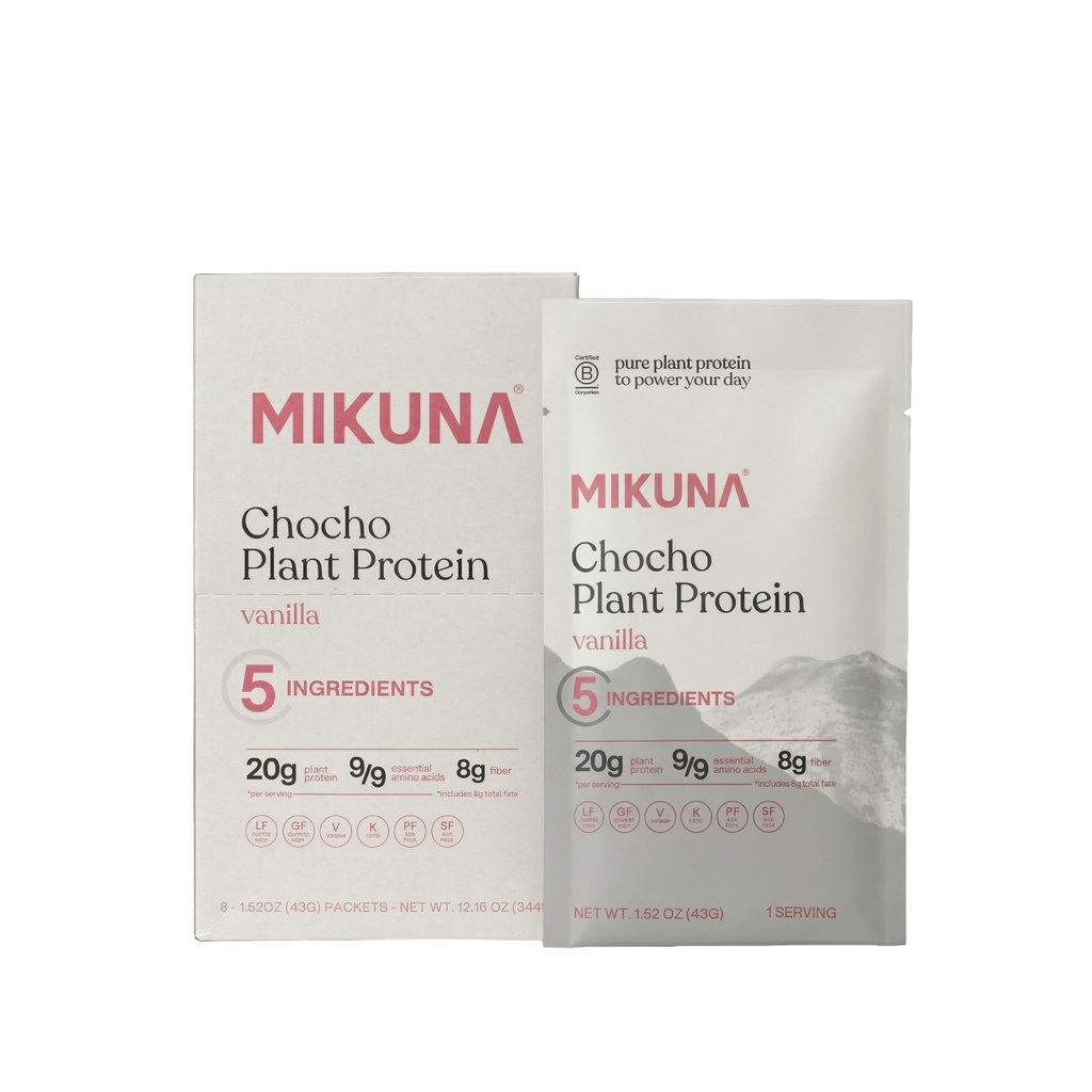 Mikuna Plant Protein Powder, Vanilla (8 Servings) - 5 Ingredients, Non-Isolate, Lectin Free, Vegan Protein - 20g Protein, 8g Fiber - Dairy Free, Pea Free, Gluten Free, Low FODMAP, GLP-1 Friendly